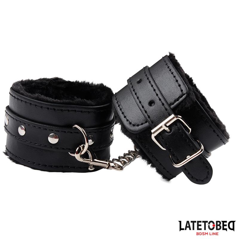 LATETOBED BDSM LINE - Furry Ankle Cuff Black