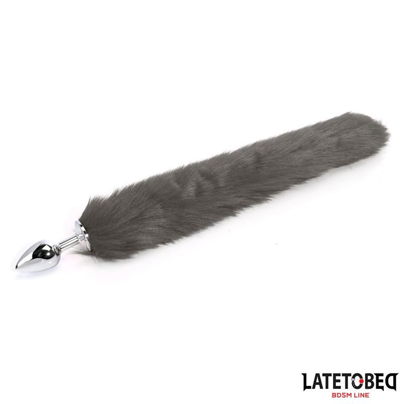 Anal plug with tail Gray 40 cm — zdjęcie 5
