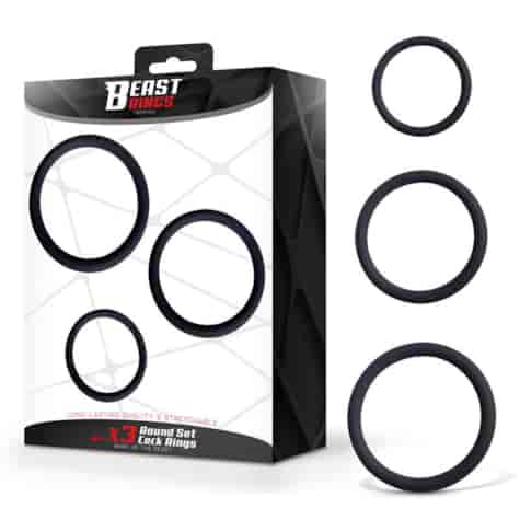Set of 3 Penis Rings Silicone S, M and L