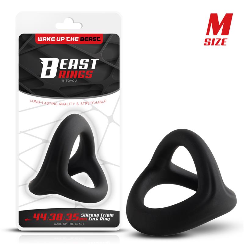 BEAST RINGS - Triple Cock Ring Solid Silicone 44/38/35 mm  Size M