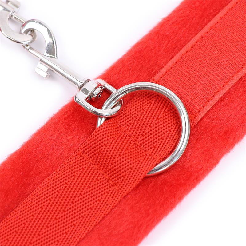 Handcuffs with Velcro with Long Fur Red — zdjęcie 5