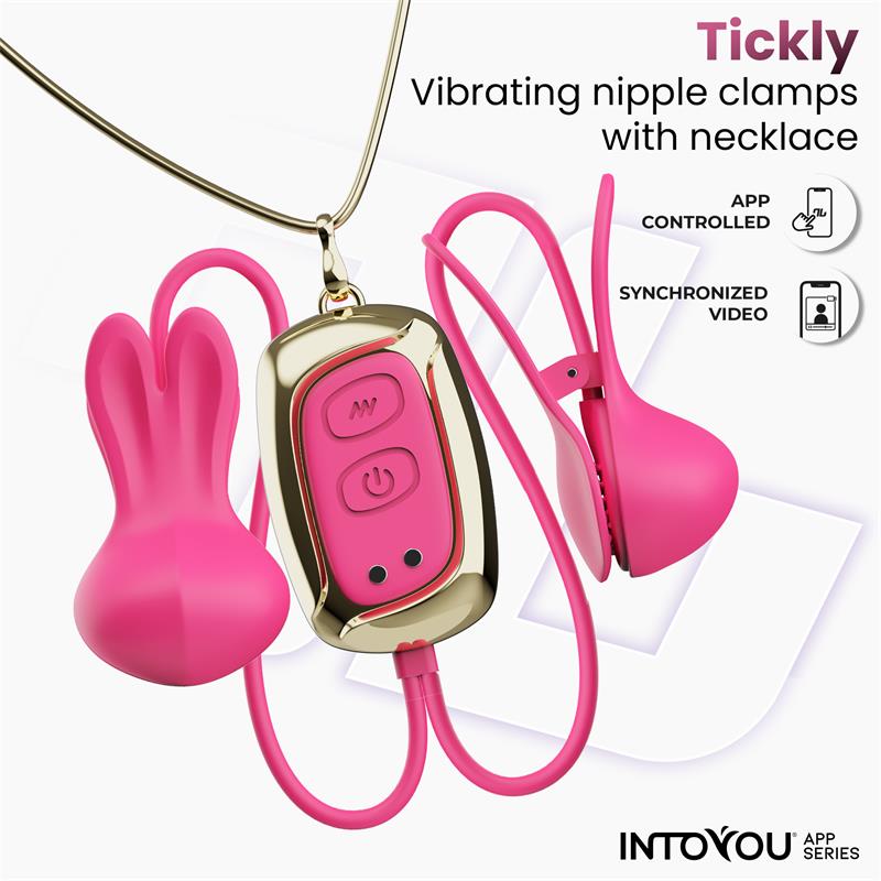 Tickly Nipple Clamps ith Vibration, Remote and Necklace with App — zdjęcie 5