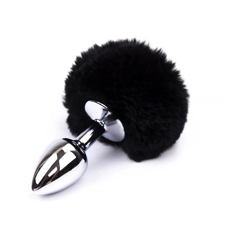 AFTERDARK - Butt Plug with Pompon Black Size S