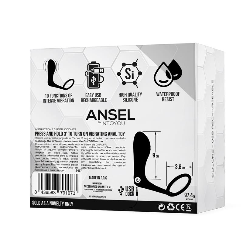 Ansel Anal Plug with Vibration and Cock Ring USB Silicone — zdjęcie 5