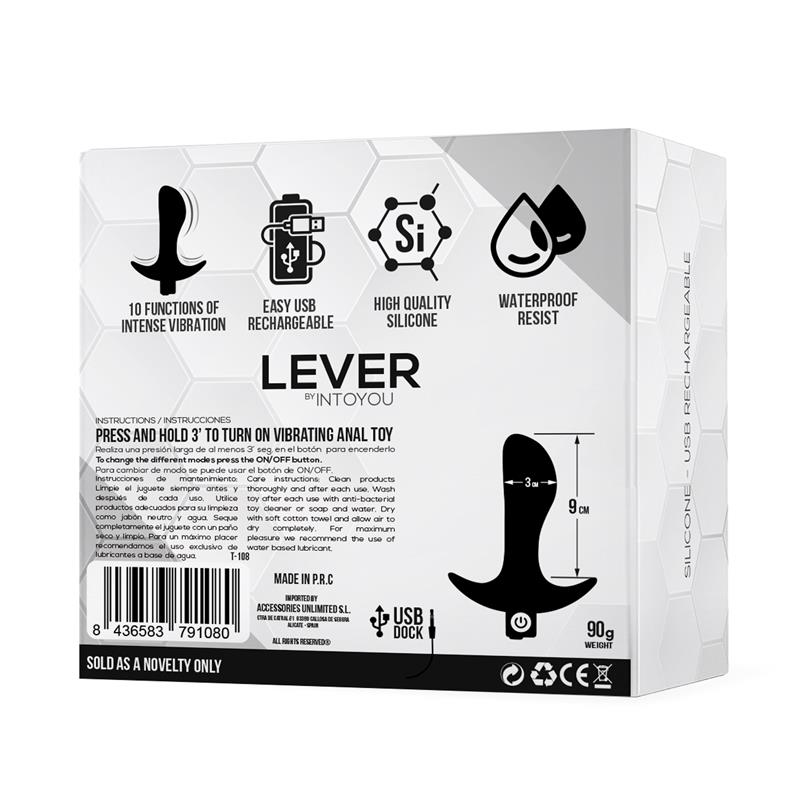 Lever Anal Plug with Vibration USB Silicone — zdjęcie 5