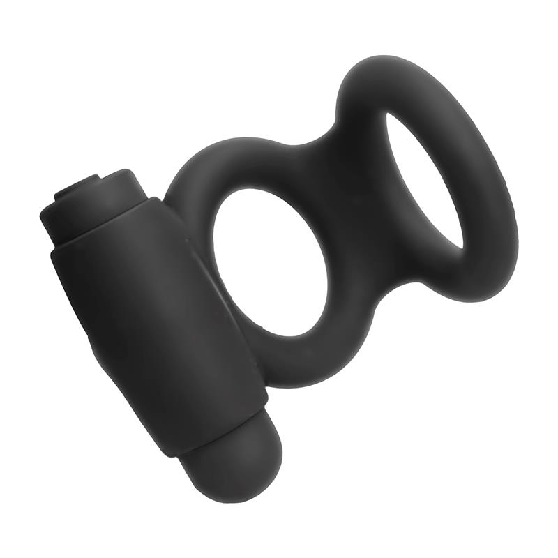 Denver Double Cockring with Vibrating Bullet USB Silicone Black — zdjęcie 5