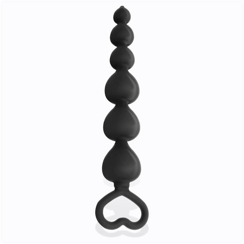 Clyde Beaded Butt Plug with Easy Pull Ring Silicone Black — zdjęcie 5