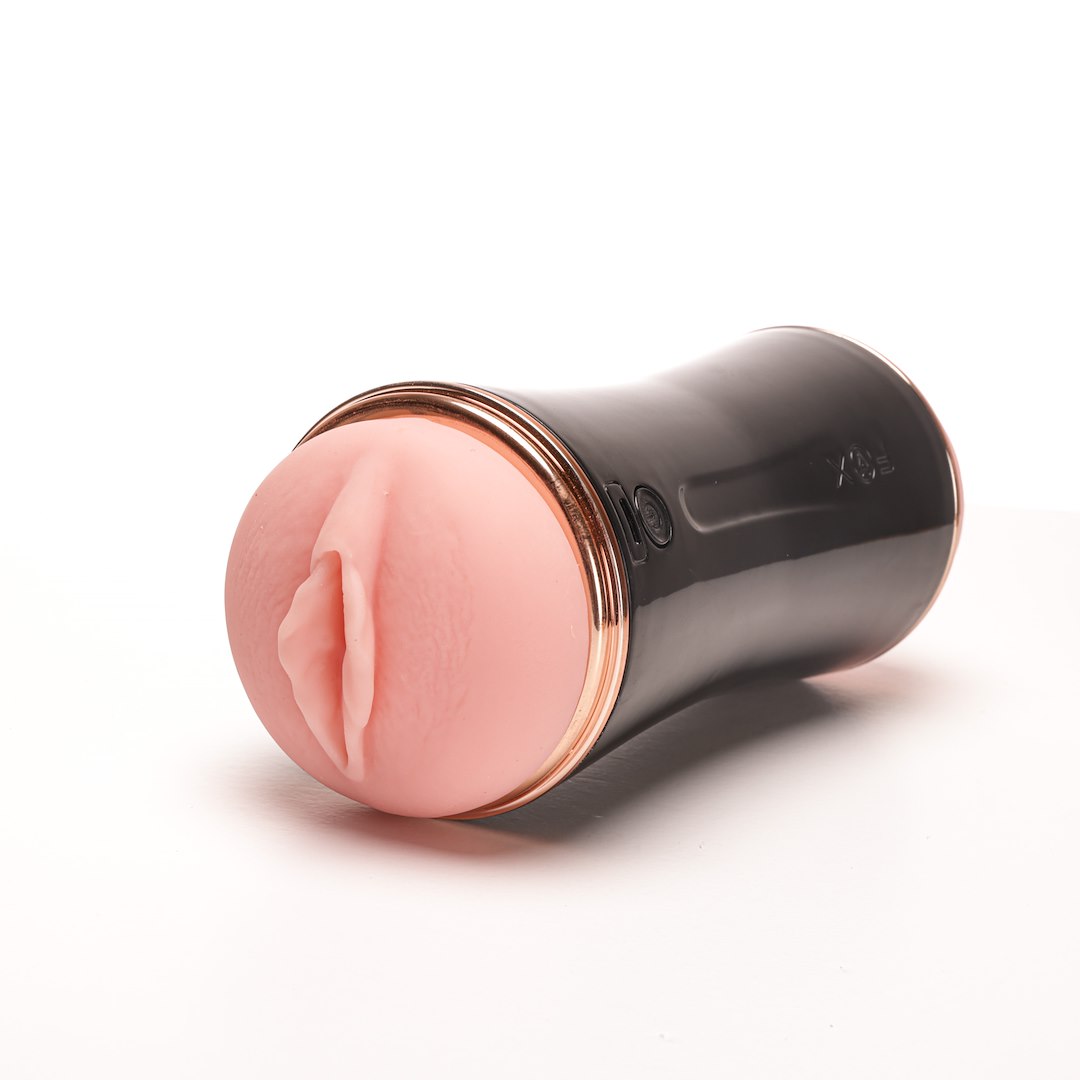Masturbator Z Wibracją Dwustronny Wagina Anus  Cyberskóra Ładowany Usb Czarny — zdjęcie 6