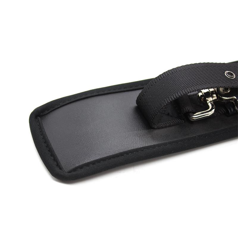 Leather Handcuffs with Big Hoops Black — zdjęcie 6