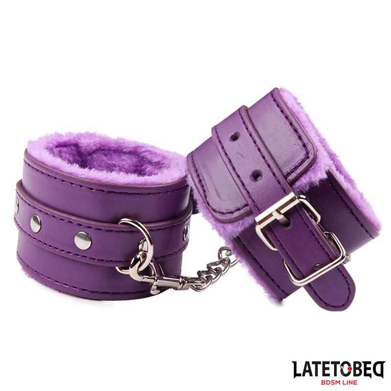 LATETOBED BDSM LINE - Furry Ankle Cuff Purple