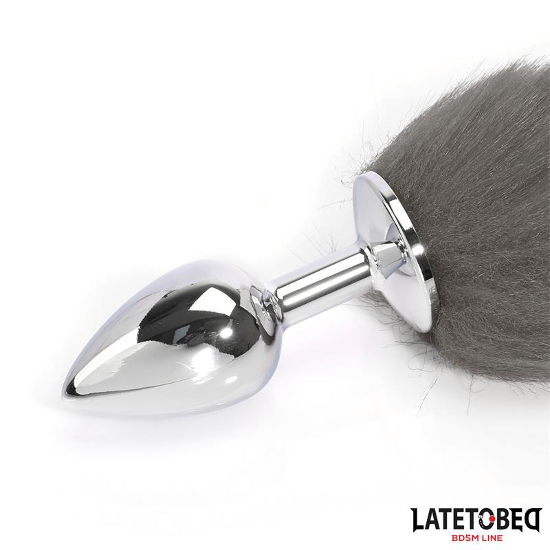 Anal plug with tail Gray 40 cm — zdjęcie 6
