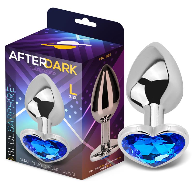 AFTERDARK - Heart Shaped Butt Plug Blue Sapphire Size L