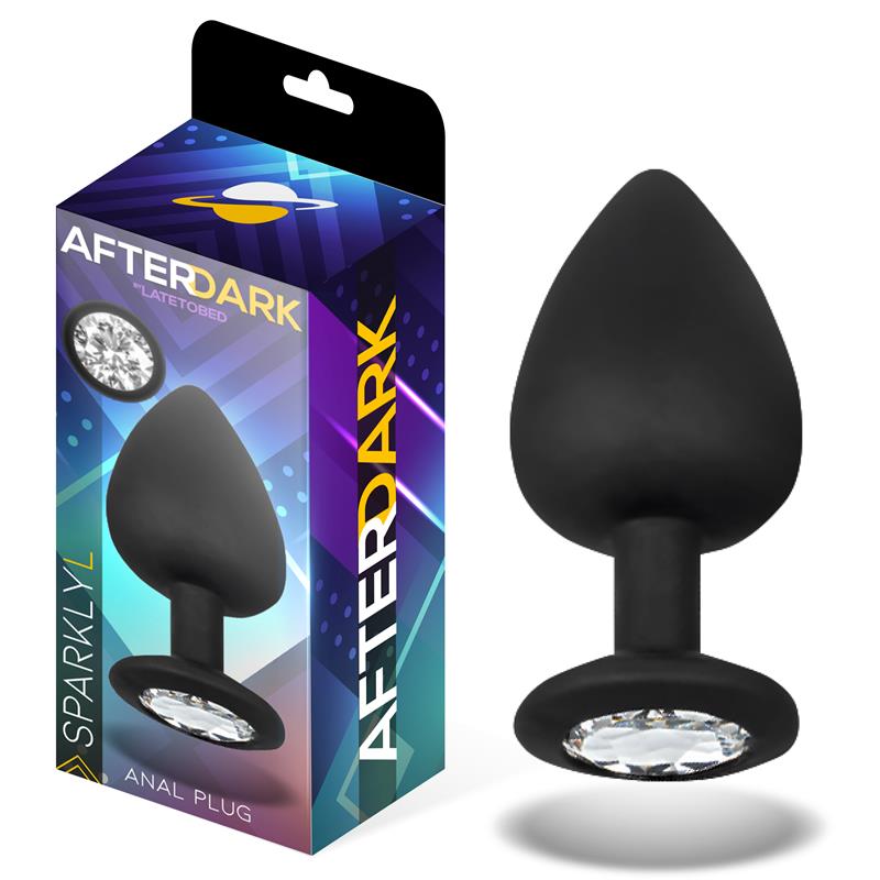 AFTERDARK - Sparkly Butt Plug with Jewel Silicone Size L 9.5 cm x 4.5 cm