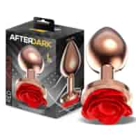 Rose Gold Anal Plugh with Red Rose Base size L