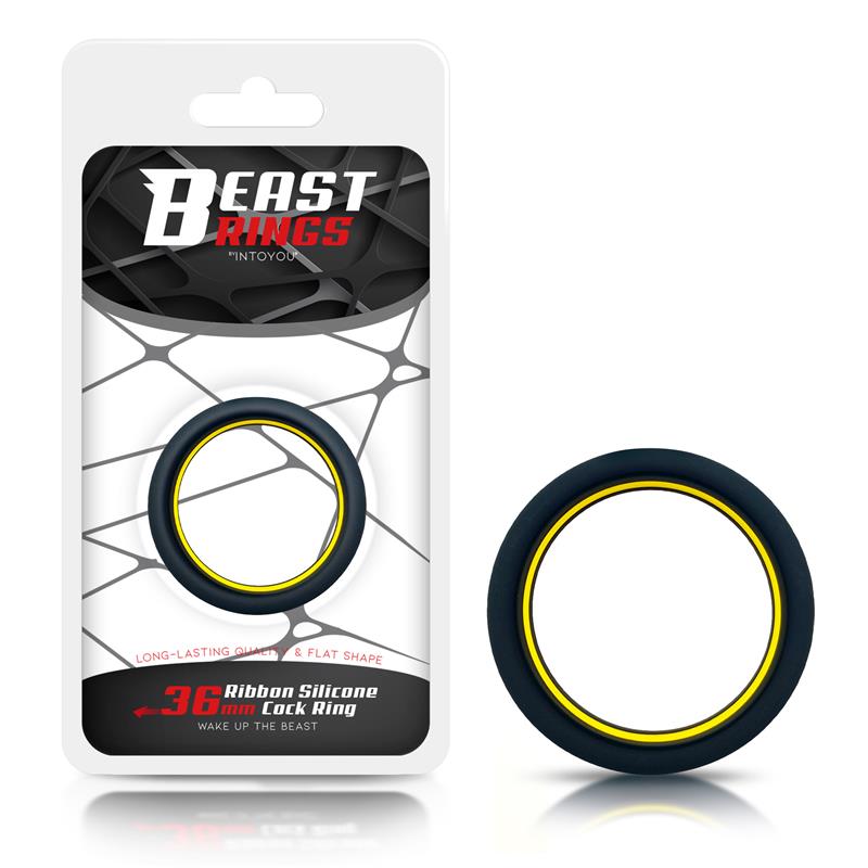 BEAST RINGS - Penis Ring 100% Solid Silicone 3.6 cm Yellow and Black