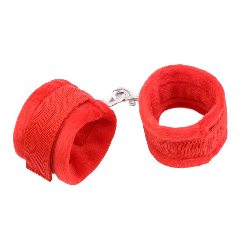 Handcuffs with Velcro with Long Fur Red — zdjęcie 6