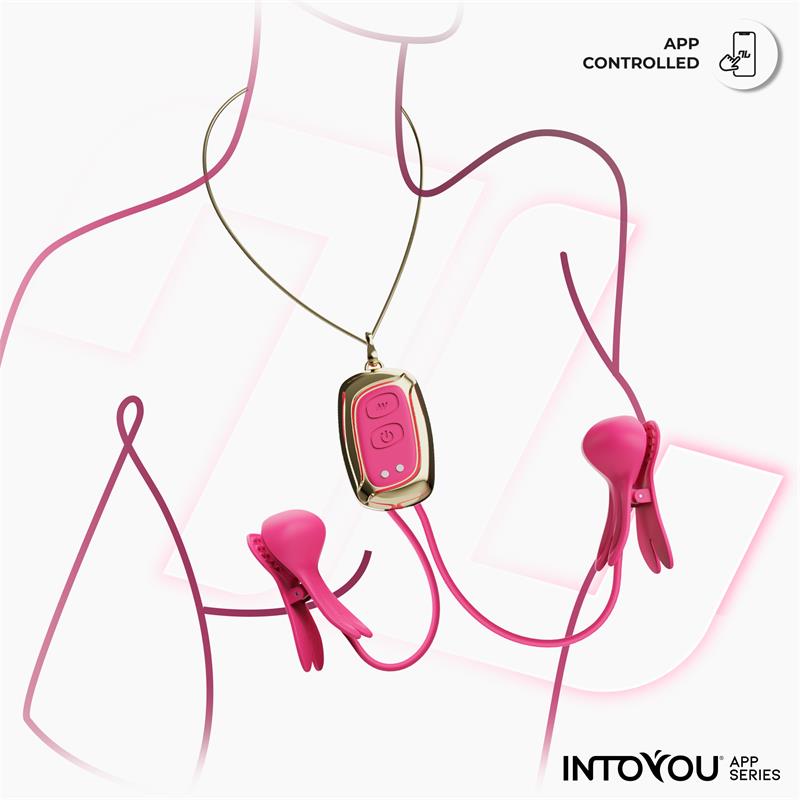 Tickly Nipple Clamps ith Vibration, Remote and Necklace with App — zdjęcie 6