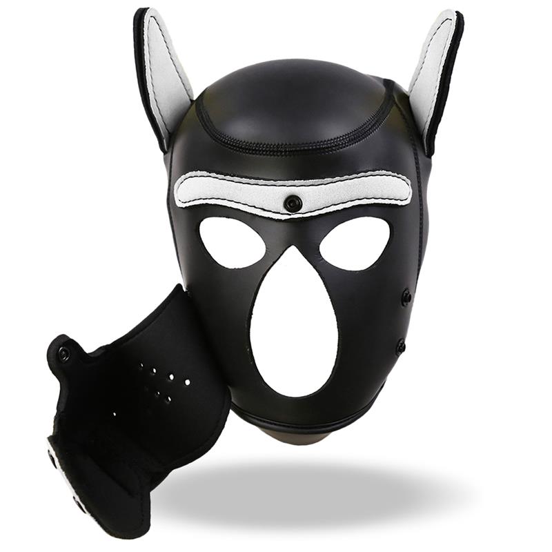 Hound Neoprene Dog Hood with Removable Muzzle White/Black One Size — zdjęcie 6