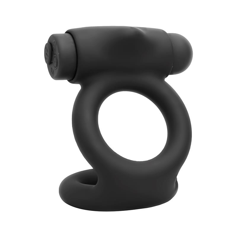 Denver Double Cockring with Vibrating Bullet USB Silicone Black — zdjęcie 6