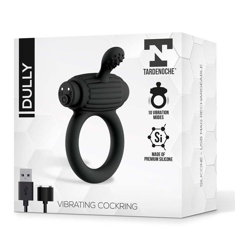 Dully Vibrating Penis Ring Silicone Magnetic USB — zdjęcie 6