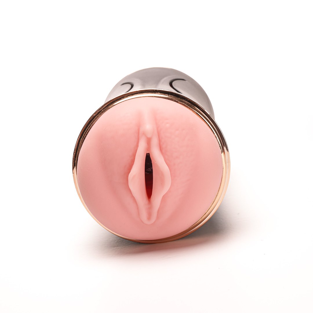 Masturbator Z Wibracją Dwustronny Wagina Anus  Cyberskóra Ładowany Usb Czarny — zdjęcie 7
