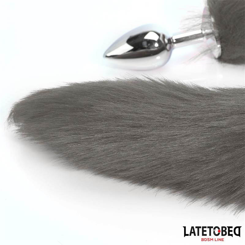 Anal plug with tail Gray 40 cm — zdjęcie 7