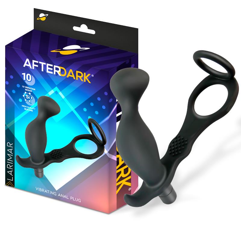 AFTERDARK - Larimar Vibrating Anal Plug with Penis and Testicles Ring