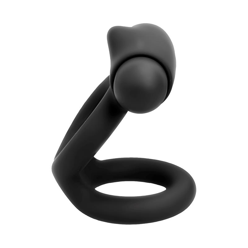 Denver Double Cockring with Vibrating Bullet USB Silicone Black — zdjęcie 7