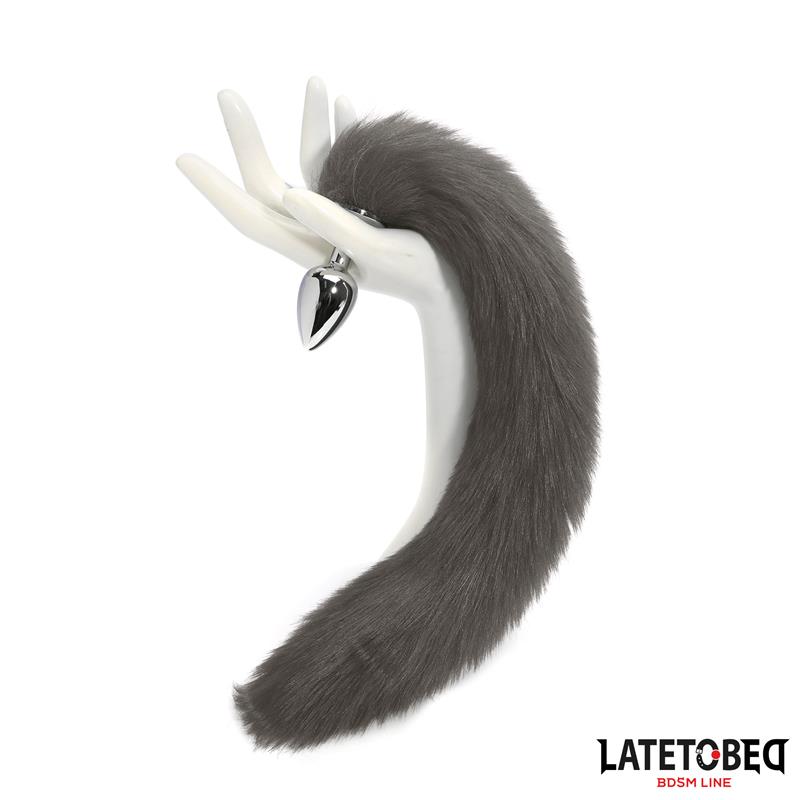 Anal plug with tail Gray 40 cm — zdjęcie 8
