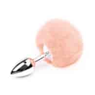 Soft Pink Faux fur Rabbit Tail Stainless Plug Size S