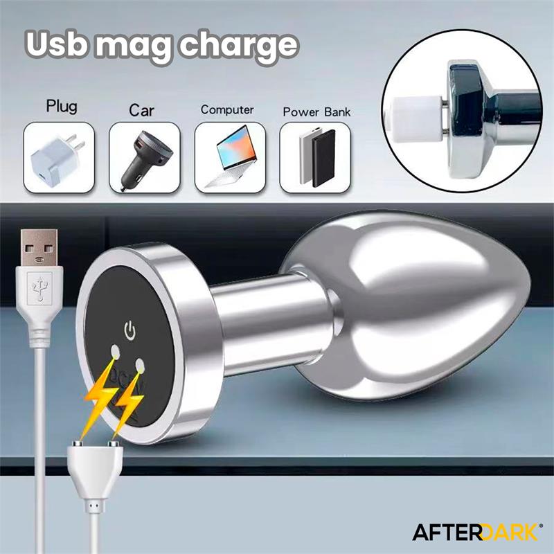 Dimpor Chrome Anal Plug with Vibration and Magnetic USB Size M — zdjęcie 10