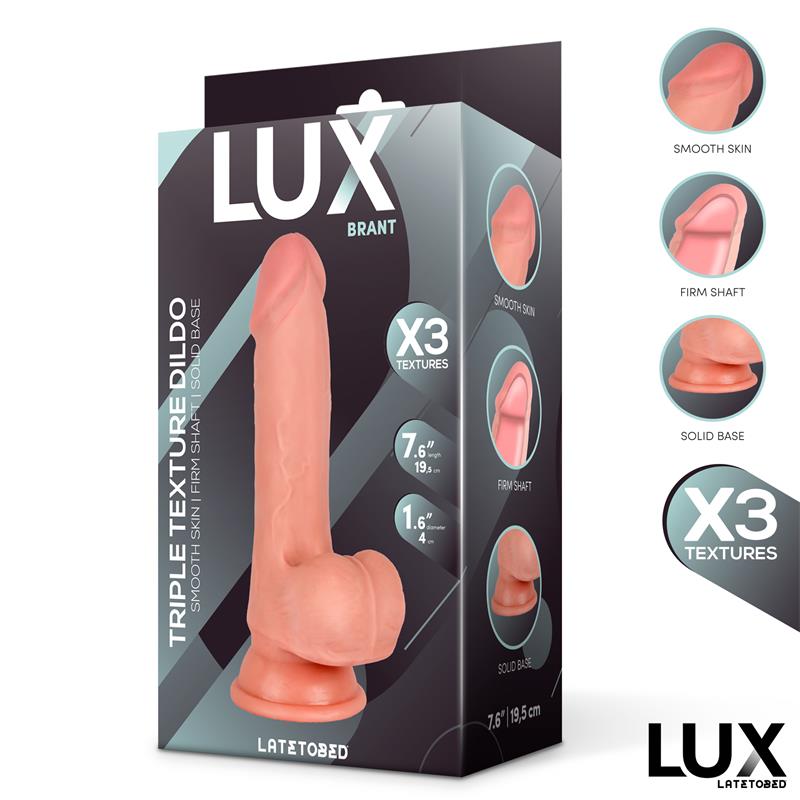 Brant Triple Texture Dildo w/Balls 7,6" Skin Cl,12