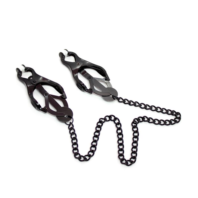 LATETOBED BDSM LINE - Japanese Nipple Clamps with Chain Black