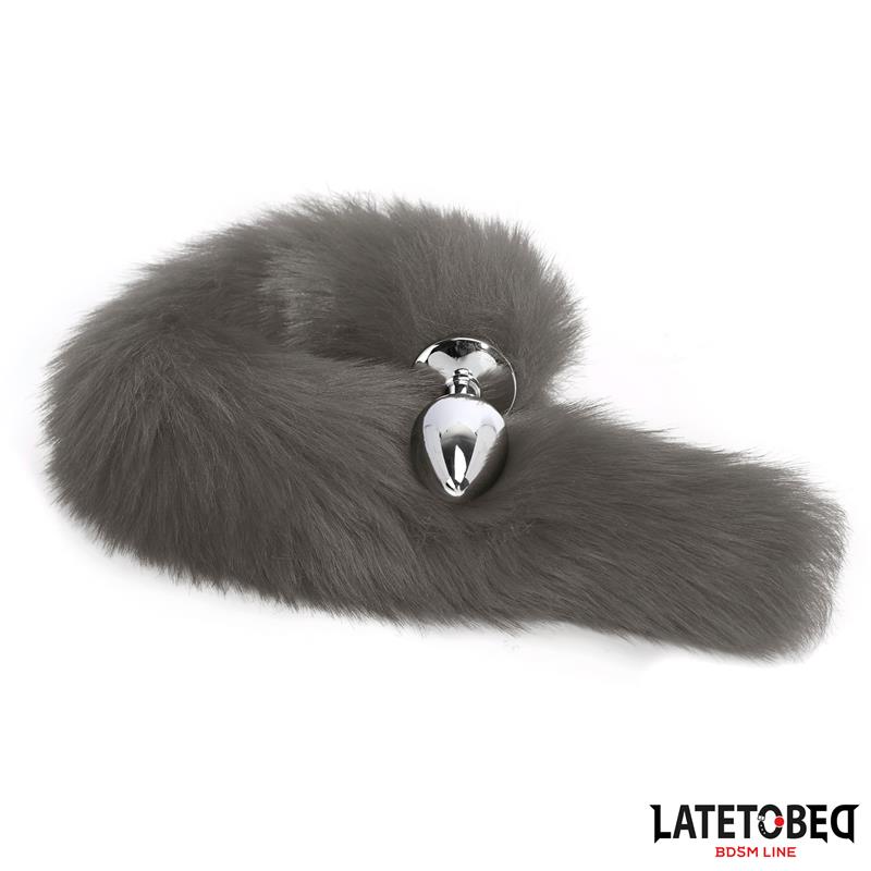 Anal plug with tail Gray 40 cm — zdjęcie 9