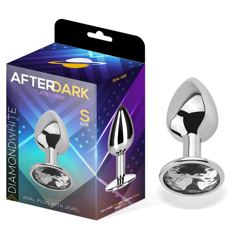 AFTERDARK - Butt Plug with Jewel Diamond White Size S Aluminium