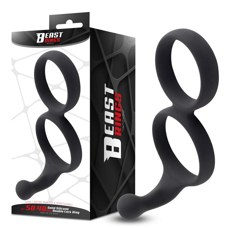 BEAST RINGS - Double Penis Ring Solid Silicone 50/40 mm