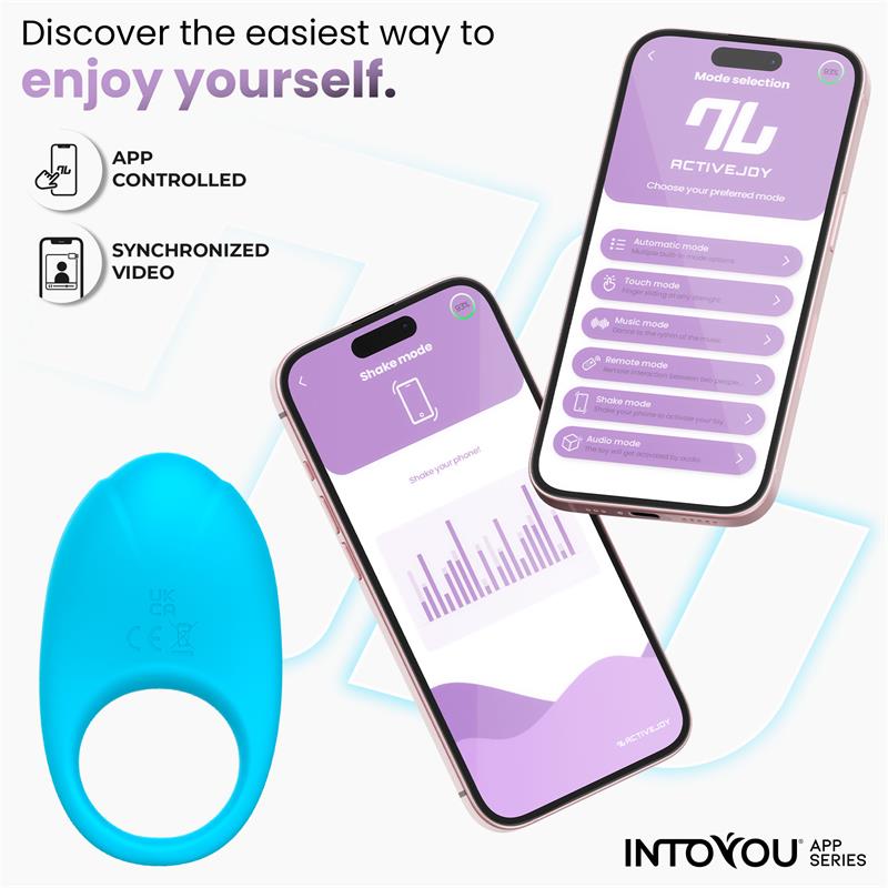 Ringo Silicone Vibrating Ring with App Blue Cl,48 — zdjęcie 9