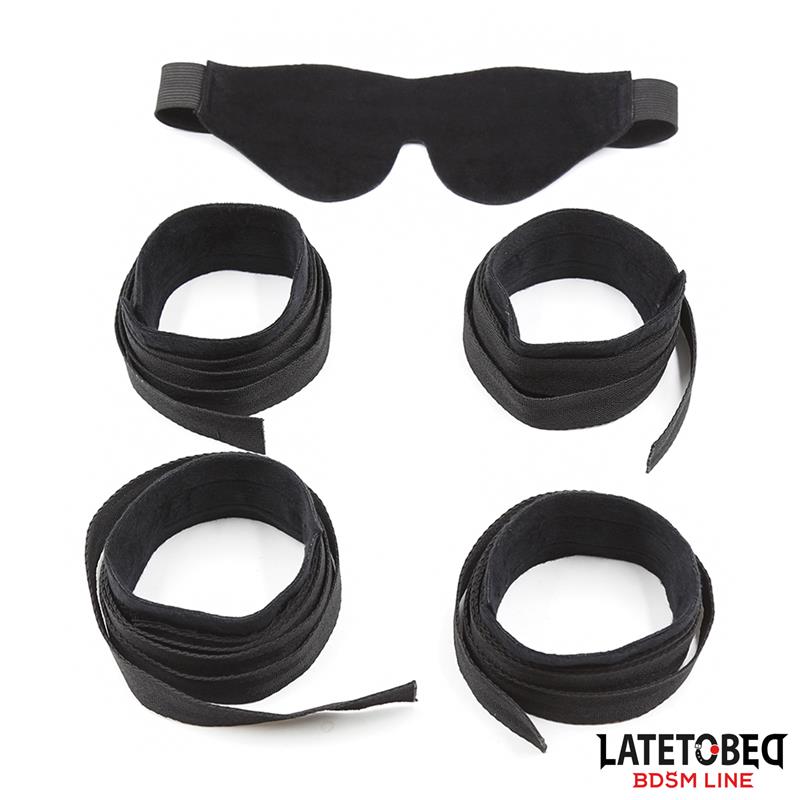 LATETOBED BDSM LINE - Restraint 3 Pieces Set Blindfold, Anklecuffs and Wristcuffs Adjustable