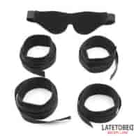 Restraint 3 Pieces Set Blindfold, Anklecuffs and Wristcuffs Adjustable