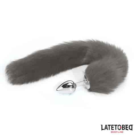 Anal plug with tail Gray 40 cm