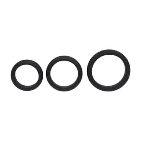 Wide O Silicone Cockring Set of 3 - S/M/L - Black