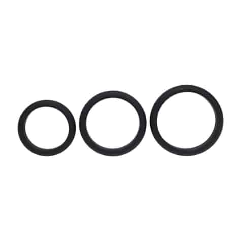 Wide O Silicone Cockring Set of 3 - L/XL/XXL - Black