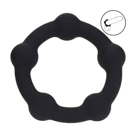 Beaded Silicone Cockring - S - 30mm - Black