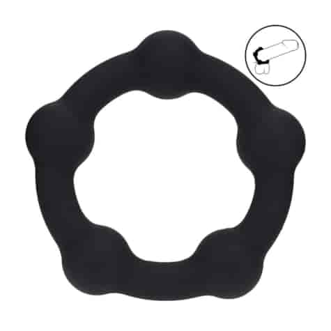 Beaded Silicone Cockring - M - 35mm - Black