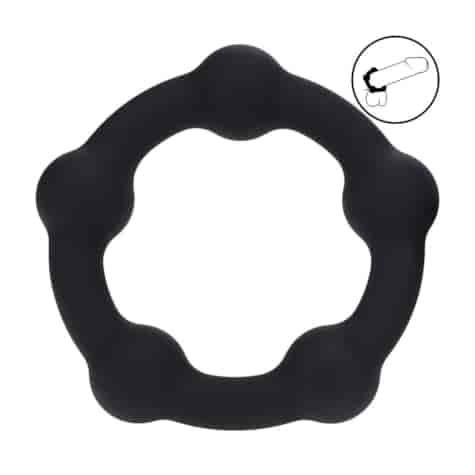 Beaded Silicone Cockring - L - 45mm - Black