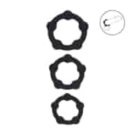 Beaded Silicone Cockring Set of 3 - S/M/L - Black