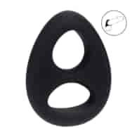 Double Liquid Silicone Cock and Ball Ring - Black