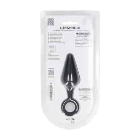 Silicone Anal Plug with Loop - M - Black