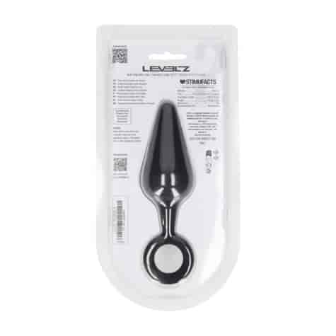 Silicone Anal Plug with Loop - L - Black