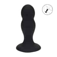Double Rattle Liquid Silicone Anal Plug - M - Black